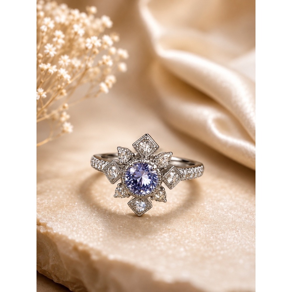 Bomb Party Snowflake Diva Ring Size 10 Lab‎ Created Aquamarine Spinel RG45599